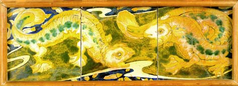 Panel with salamanders - Galileo Chini - About 1900
